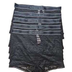 Victoria's Secret Panties Women‎ L Black High Waist Boyshort Lot 5 Sheer Stretch